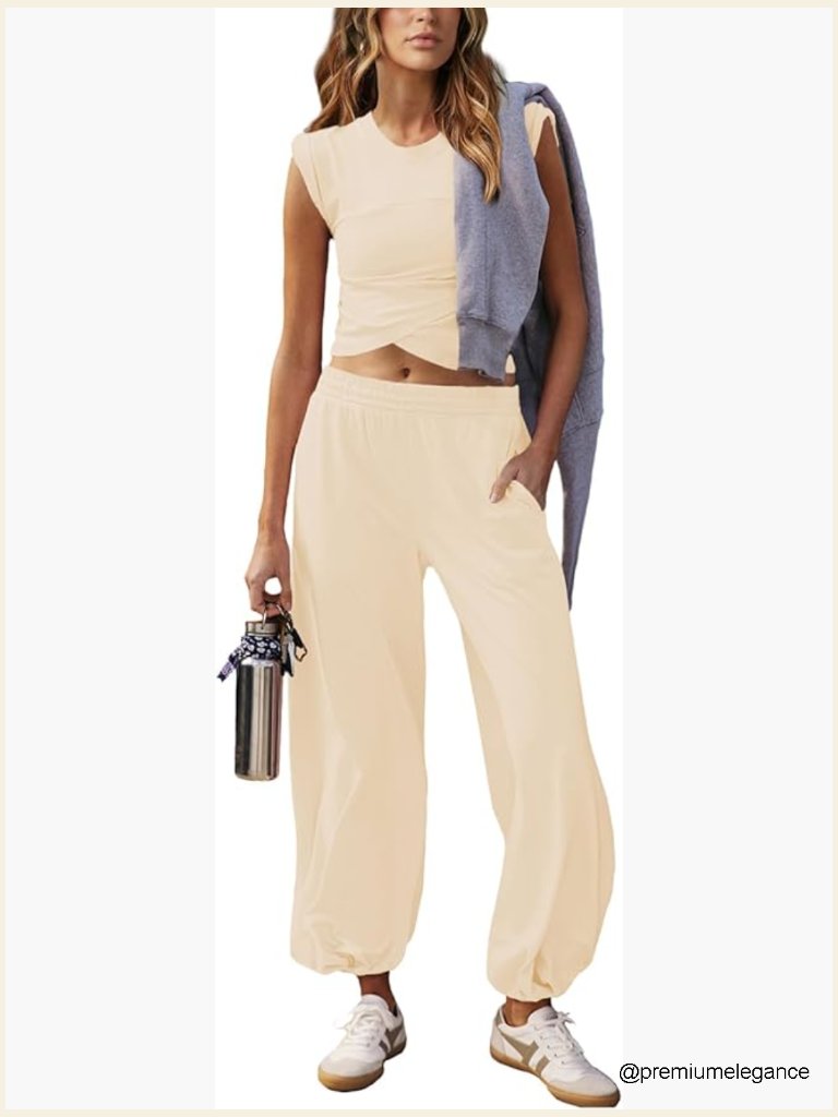 2 Piece Lounge Set Cropped Top And Jogger Sweatpants Matching Sweatsuit